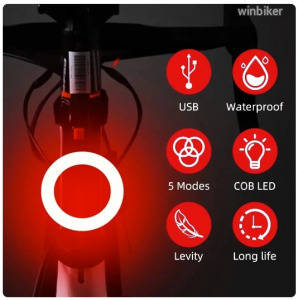 LED hátsó kerékpár lámpa USB tölthető AKKUS hordozható világítás roller ebike - KÖR DESIGN = 1FT NMÁ