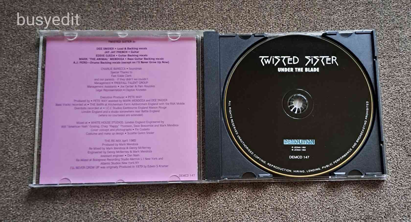 Twisted Sister – Under The Blade CD (Demolition 2005 UK)