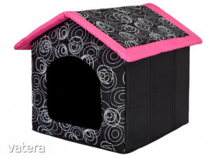 Szivacs kutyaház - fekete, rózsaszín - 60x60x55cm
