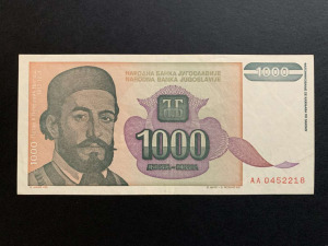 1000 dínár 1994 Jugoszlávia - hajtatlan bankjegy, nagyon szép UNC állapotban - gyűjtői darab