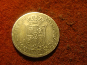 Spanyol ezüst 40 centimos 1866