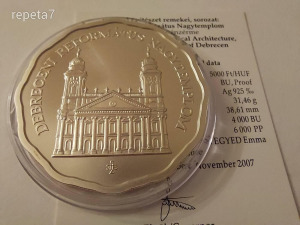 2007 Debreceni Református Nagytemplom ezüst 5000 forint UNC.
