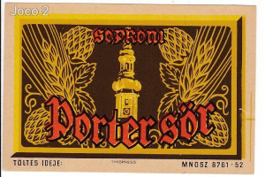 Soproni Porter sör. Soproni sörgyár 1952.  1 Ft-ról indítva!!!