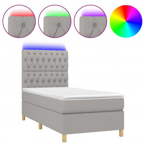 világosszürke szövet rugós és LED-es ágy matraccal 80 x 200 cm (3135629)
