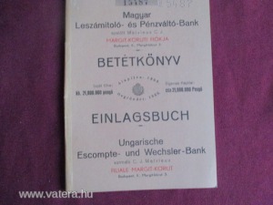 Magyar Leszámítoló és Pénzváltó-Bank Betét könyv (Margit krt. fiók) 1937 (Zárda jelige)