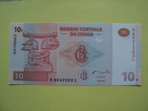 Kongó, 10.- Francs, 2003. UNC.