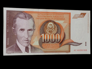 1 Ft-ról!!! UNC  Jugoszlávia 1000 Dinar  hajtatlan !! 1990