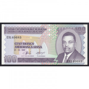 Burundi, 100 francs 1997 aUNC+
