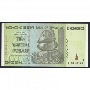 Zimbabwe, 10.000.000.000.000 dollars 2008 UNC