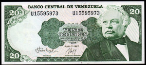 Venezuela 20 bolivár UNC 1987