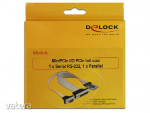 Delock Mini PCIe I/O PCIe teljes méretű 1 x soros RS-232, 1 x párhuzamos