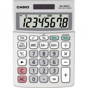 Casio MS-88ECO Asztali számítógép Ezüst Kijelző (számjegy): 8 Napenergiával üzemeltetett, Elemekr...