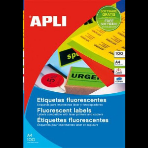 APLI 210x297 mm etikett, neon narancs 100 darab (LCA11748) (LCA11748)
