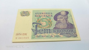 Svédország 5 korona 1974 UNC