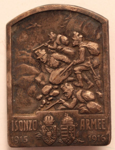 Isonzo-hadsereg 1915-1916 sapkajelvény, ezüst anyagú - Isonzo Armee