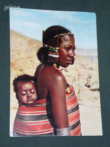 Képeslap, Ethiopia Etiópia Eritrea, népviselet anya gyermekével