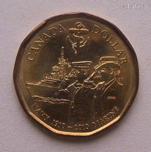 Kanada 1 Dollár 1910 - 2010 UNC / Sokszögű érme / 100 éves a haditengerészet / Hajó / Ritkább R!