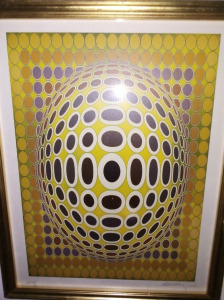 Victor Vasarely, gyönyörű, nagyméretű modern absztrakt alkotás, 1 forintról, minimálár nélkül.