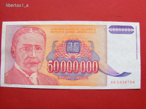 Jugoszláv 50 000 000 dinar 1993. HAJTATLAN ( UNC )