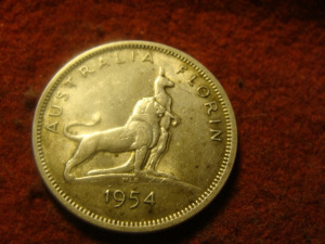 Ausztrália ezüst emlék 1 florin 1954  11,3 gramm