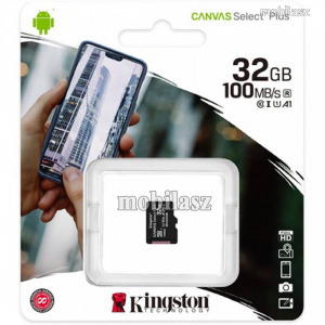 KINGSTON MEMÓRIAKÁRTYA TransFlash 32GB - SDCS2/32GBSP - microSDXC Canvas Select Plus - Class 10, ...