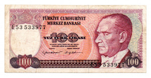 Törökország 100 Lira Bankjegy 1984 P194b