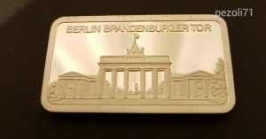 Degussa Berlin Brandenburger Tor Befektetési ezüst tömb 1 uncia .999