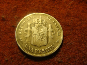 Spanyol ezüst 1 peseta 1876