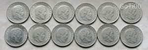 Tiszta Nikkel pénz érme Kossuth 5 Forint LOT 12db 1971-1980 5.73 gramm/db 24.3mm!