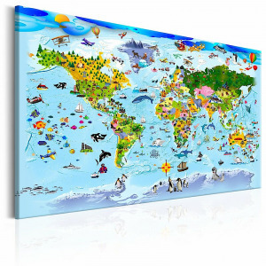 Kép - Színes világtérkép gyerekeknek rajzokkal 60x40