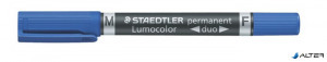 Alkoholos marker, 0,6/1,5 mm, kúpos, kétvégű, STAEDTLER 'Lumocolor? duo 348', kék
