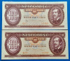 2 db 1984 -es 100 Forint sorszámkövető bankók fordított hátlappal Ritkábbak!! F (L2313)