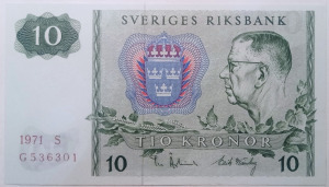Svédország 10 korona 1971 UNC