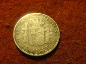 Spanyol ezüst 1 peseta 1893