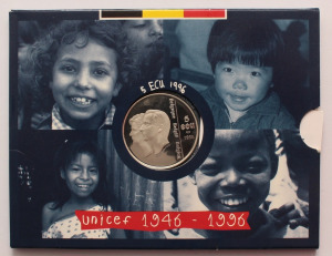 Belgium 5 ecu 1946-1996 UNICEF - tokban Ag.925 22,85g
