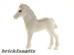 Lego Horse, Foal, Belville with Black Outlined Eyes with Eyelashes and Brown Irises Pattern