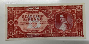 100.000 B.-pengő  1946 - UNC - a hiperinfláció begyorsulása Kép