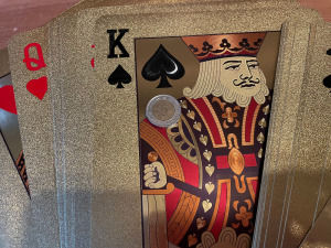 ÓRIÁSI csillogó poker franciakártya erős műanyagból, szép állapotban Élőben elképesztő!