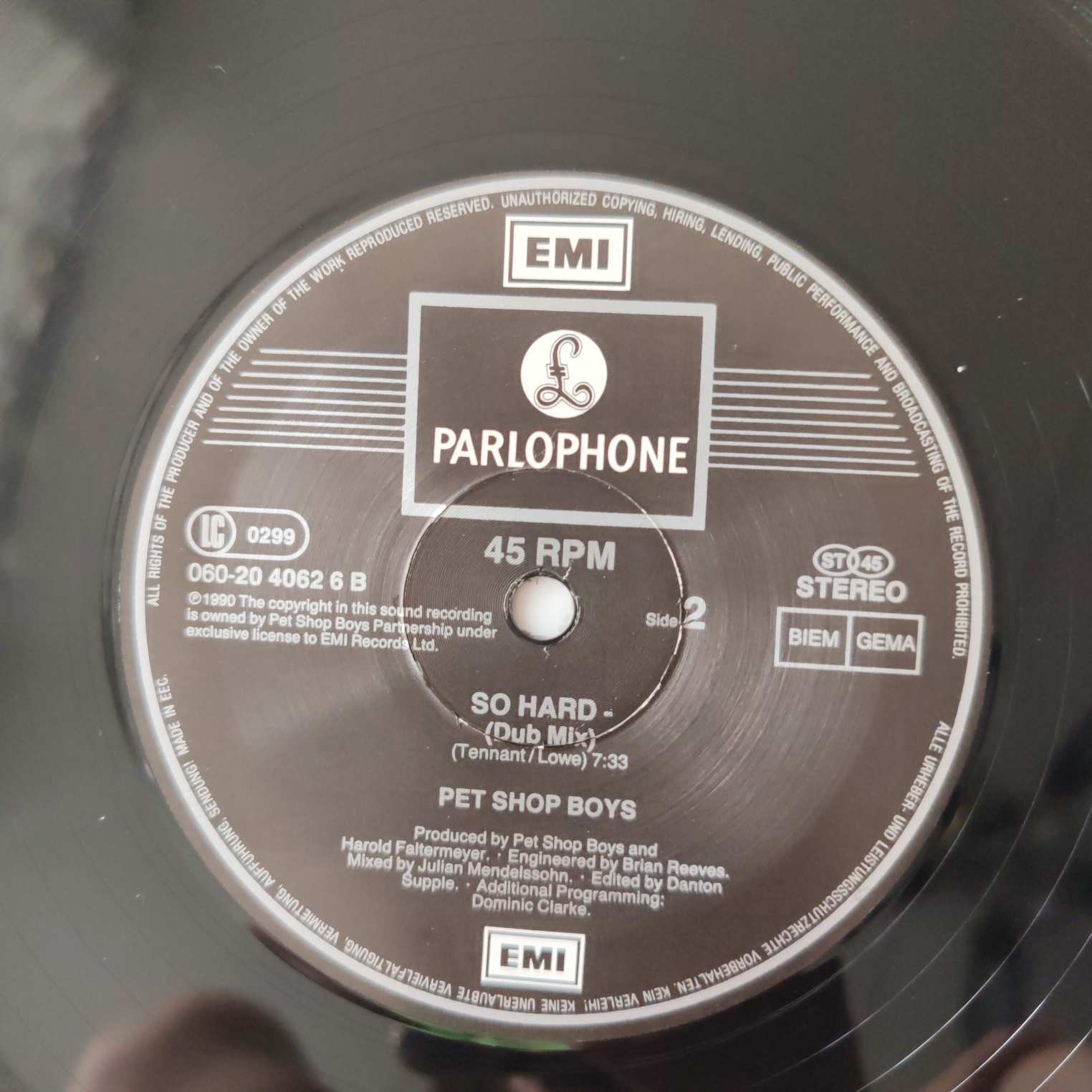 Pet Shop Boys / So Hard 060-20 4062 6