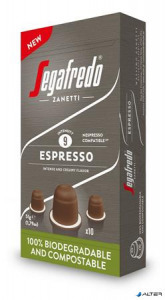 Kávékapszula, 10 db, SEGAFREDO Espresso - Nespresso? kompatibilis biológiailag lebomló kapszula