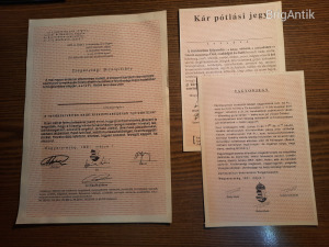 Papírrégiség - Kár pótlási jegy - Vagyonjegy - Szegénységi bizonyítvány - 1991 - 3 db