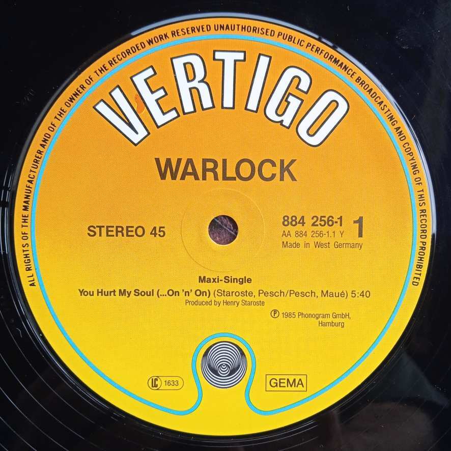 Warlock - You Hurt My Soul Maxi LP 1985 Heavy Metal