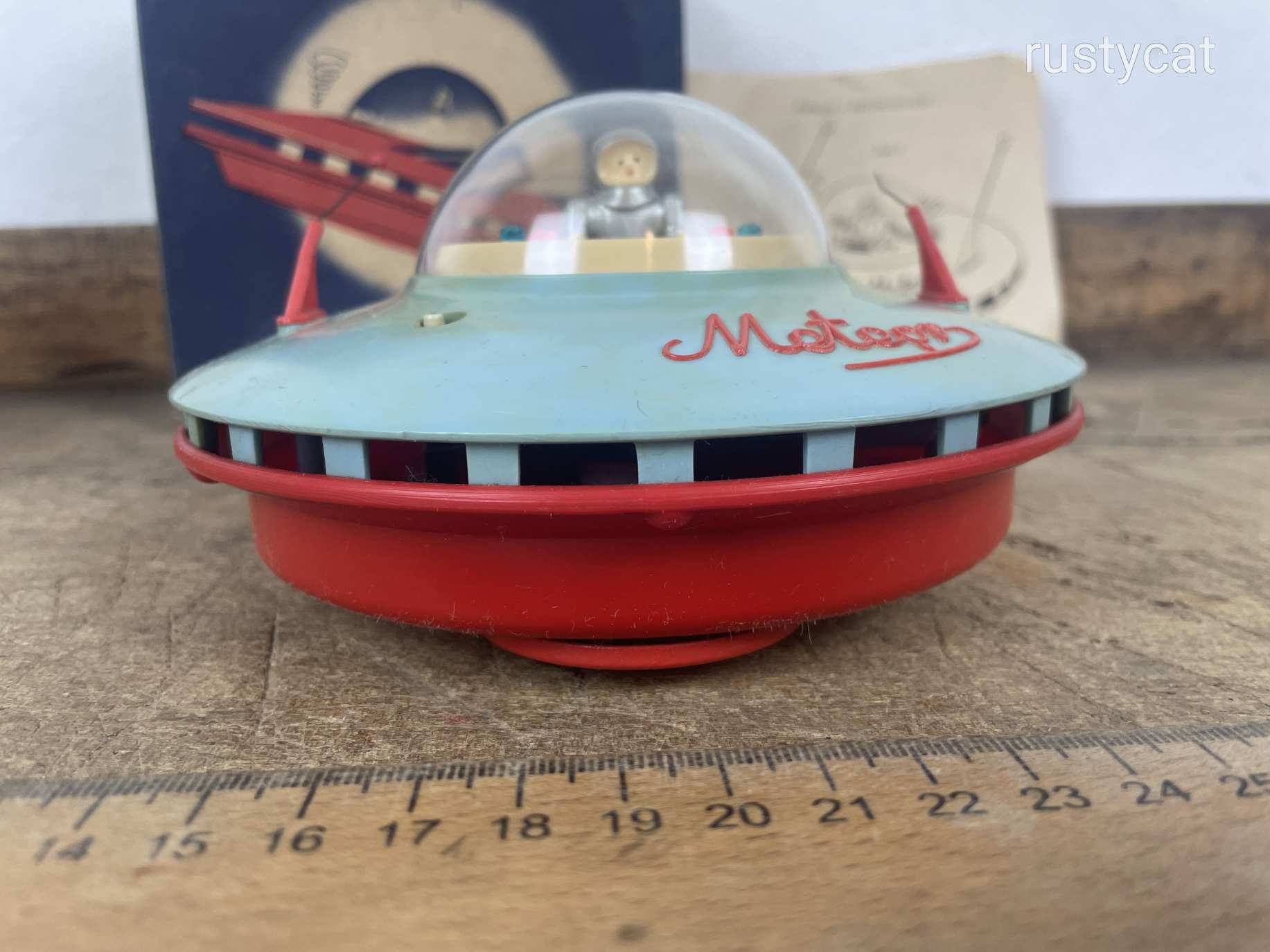 -AX462- Palart Meteor retro elemes műanyag játék űrhajó UFO repülő csészealj dobozában útmutatóval