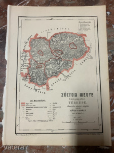 1880 ZÓLYOM vármegye kőnyomatos térképe - Hátsek Ignác  (*11)