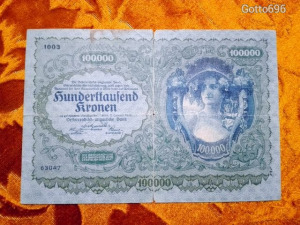 1922 -es  Osztrák -Magyar Bank által kiadott 100.000 korona -s Ritka Bankó !! (L0183)