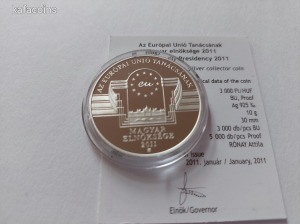 2011 Az Európai Unió Tanácsának magyar elnöksége PROOF ezüst 3000ft UNC.