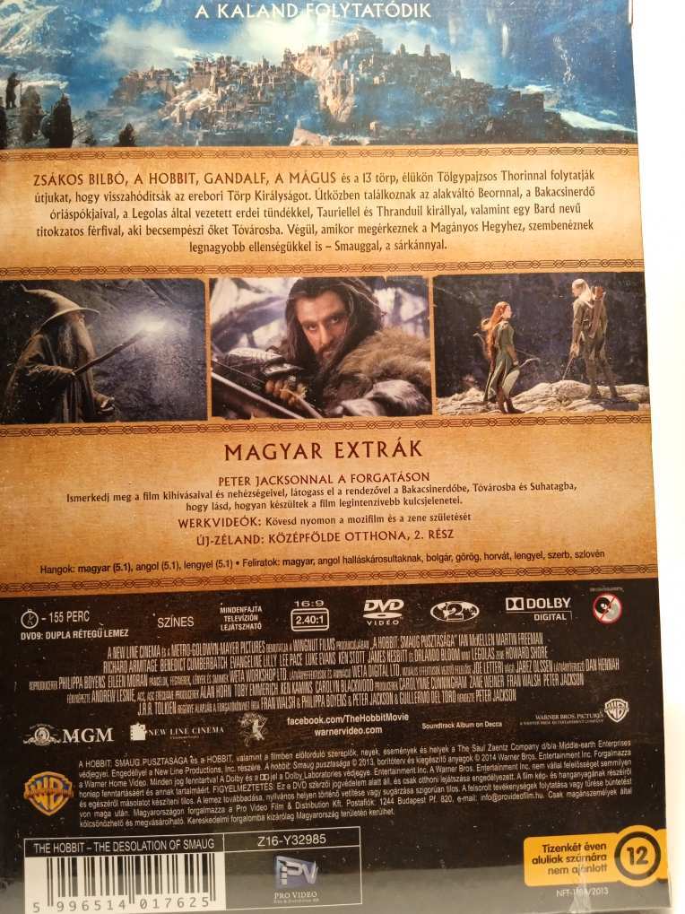 Új, fóliás DVD 192 A hobbit - Smaug pusztasága -Duplalemezes, o-ringes- Martin Freeman