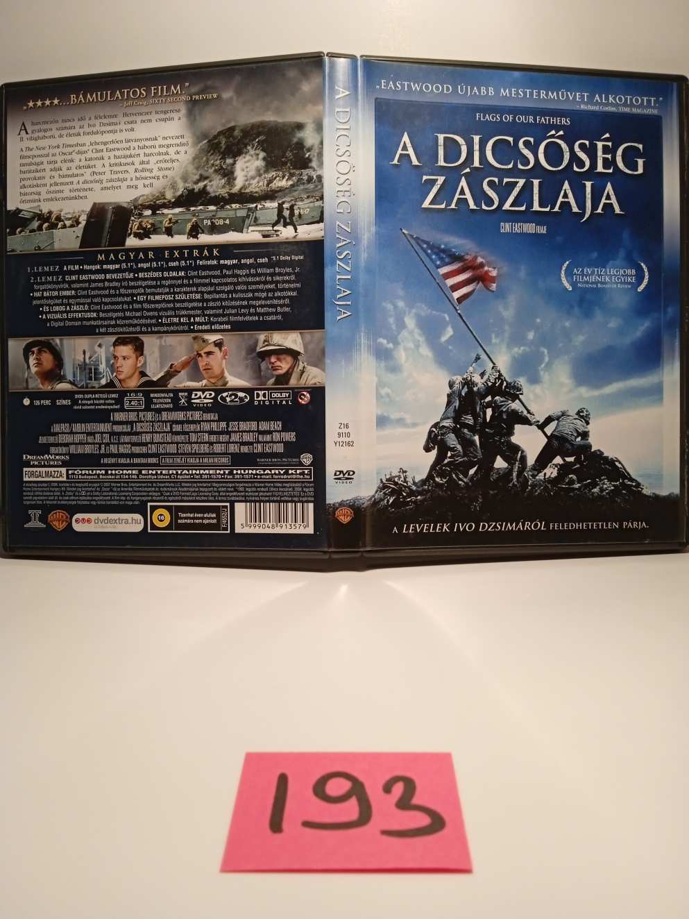 Újszerű DVD 193 Dicsőség zászlaja -Duplalemezes- Ryan Phillippe, Jesse Bradford, Adam Beach
