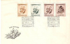 1955.Bartó Béla,(I) és 1955Bélyegnap jobb oldalim stelvénnyel.FDC.(K.ár:4500Ft)