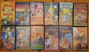 12 mese VHS: Albert, Maja, Sebastian, Kukori és Kotkoda, Aladdin, Dzsungel Jack, A három testőr...